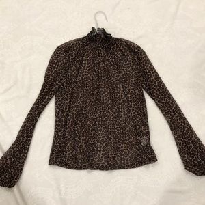 Cheetah print mesh blouse